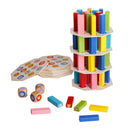 Colored Wooden Tower Stacking Game, Fine Motor Skill Building Blocks with Dice