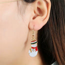 2pcs/set Christmas Snowman Dangles Earrings Pendant Necklace Women Jewelry A