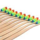 10PCS Delicate Whitening Rainbow Wood Toothbrush Bamboo Fibre Wooden Han MO