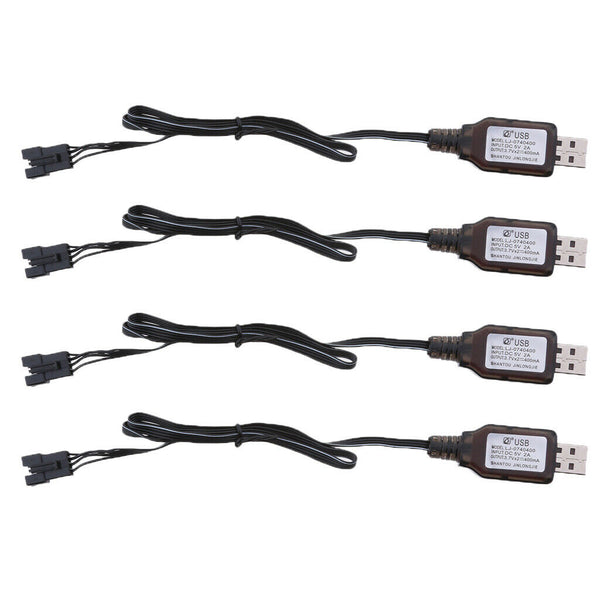 4pcs 7.4V USB to SM 4-Pin Li-po Batteries Charge Cable for RC Drone Car Toys