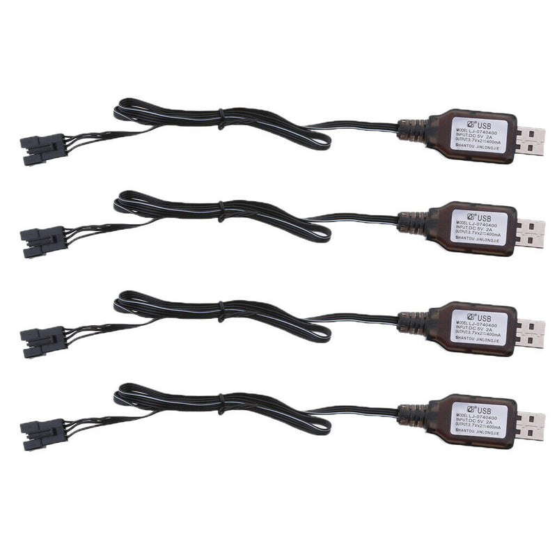 4pcs 7.4V USB to SM 4-Pin Li-po Batteries Charge Cable for RC Drone Car Toys