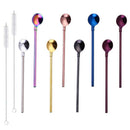 10 Pcs/Set Straw Spoon Reusable Stainless Steel Drinking Spoons Straw with BR6S7