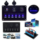 6-Gang Switch Control Panel LED Rocker Breaker Car Marine Boat Truck Circ Tw