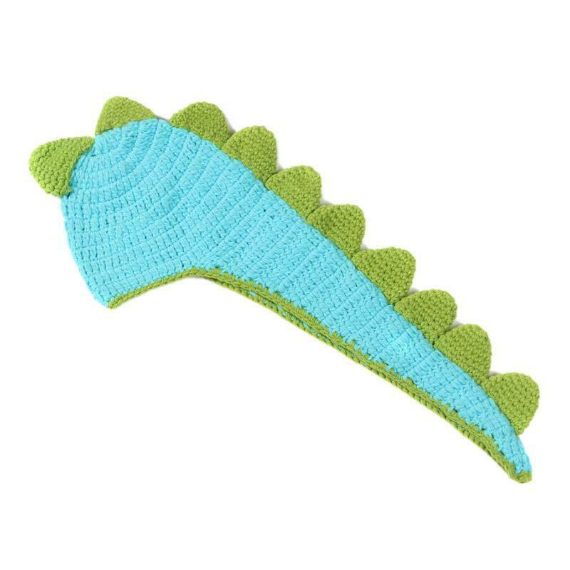 Cute Baby Boys Girls Dinosaur Pattern Handmade Knitted Cap Kids Photo Props