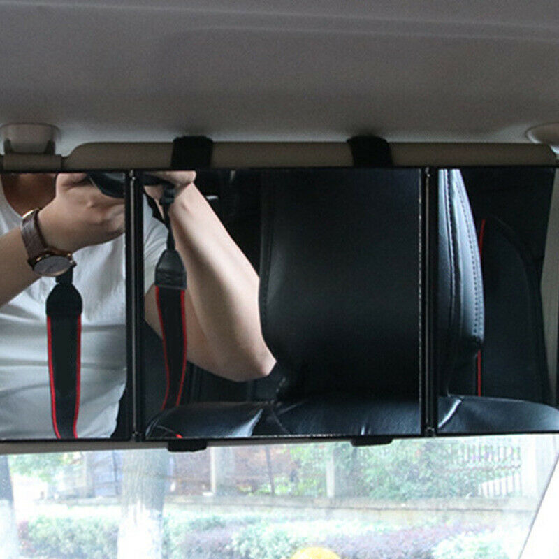 1x Car Interior Sun Visors Tri-Fold Makeup Mirror Travel Accessories ABS+Glass