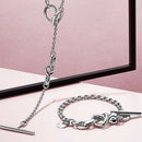 Bracelet Knotted Heart Heart-Embellished T-Clasp Link Bracelet 18Cm A9I4