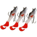 3Pcs Lead Head Soft Fishing Lures Long T Tail Fishing Lure Treble Hook Bait