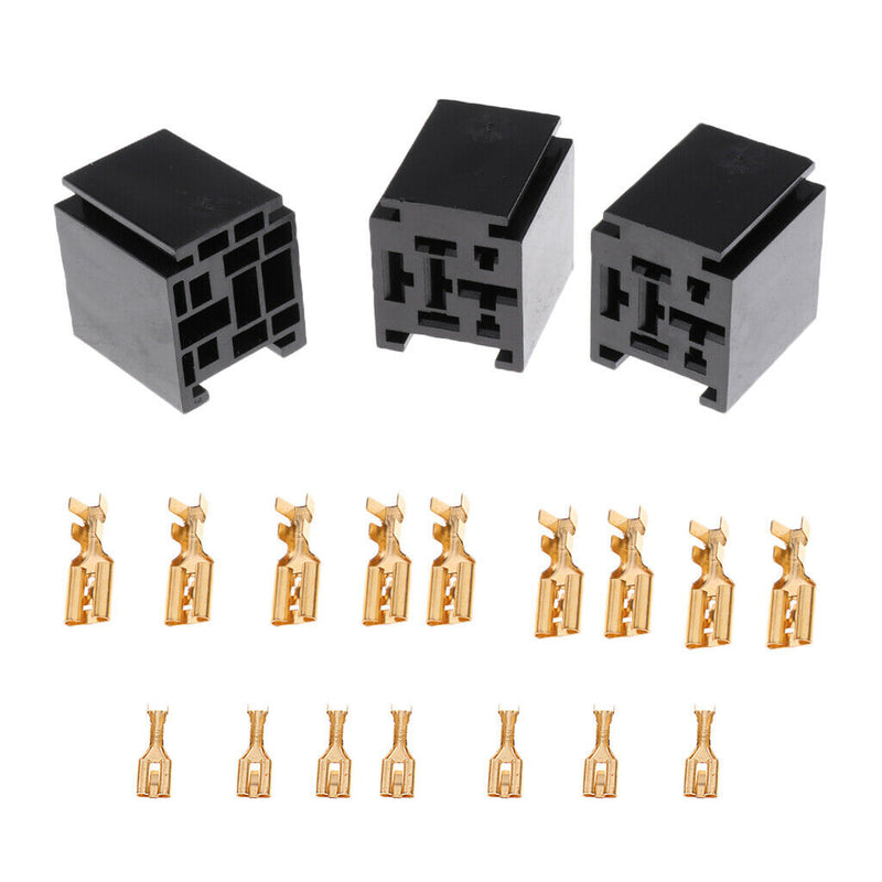 3pcs 80A 5 Pin Relay Socket Holder Car Truck Automotive Electronic Parts
