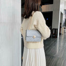 Fashion Women Messenger Shoulder Bag Leather Flap Crossbody Handbag (Grey)