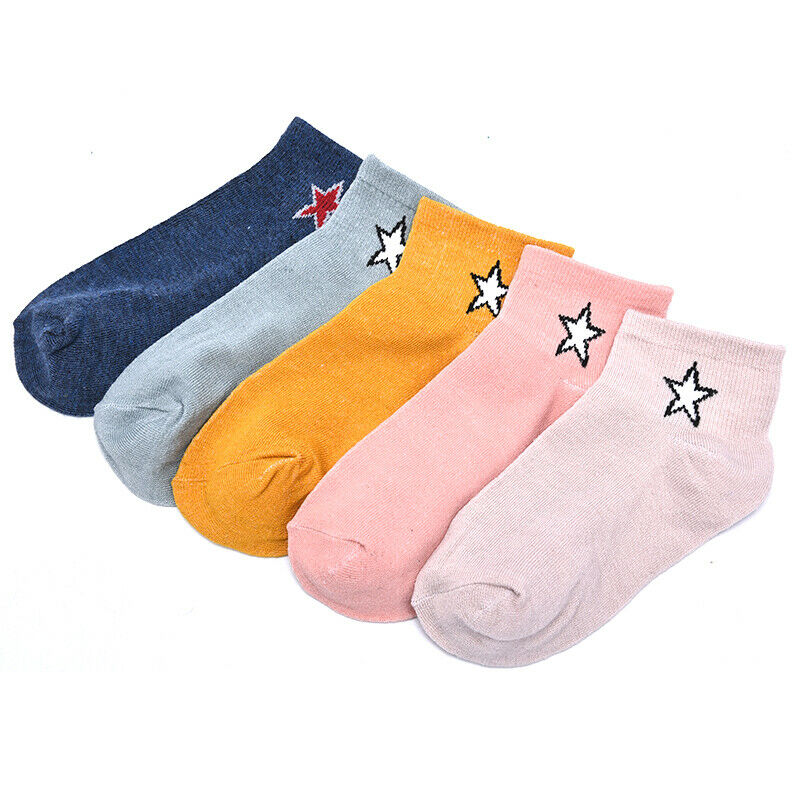Women Star Cotton Socks Pink Cute Cat Ankle Socks Short Socks Cas- OZ