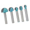 5Pcs 6mm Shank Round Nose Cove Core Box Router Bit Cutter for Woodworking