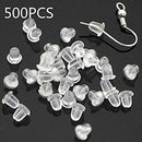 500Pcs Heavy Duty Rubber Earring Backs Sleeves Holders Stopper Nuts Silicone