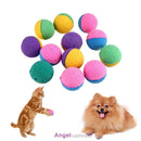 12pcs Funny Colorful Soft Latex Feathered Ball Toys Pet Cat and Dog Toys