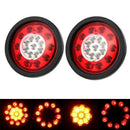 1 Pair 19 Leds Car Rear Tail Lights Round Rubber Stop Brake Lamp For 12V 24