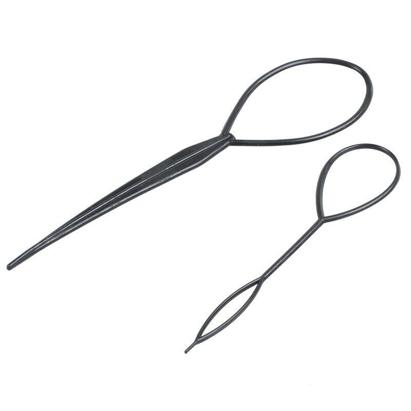 5X(2 pcs Topsy Tail Hair Styler Hair Style Hair Twister Snare Loop Black T9I8)