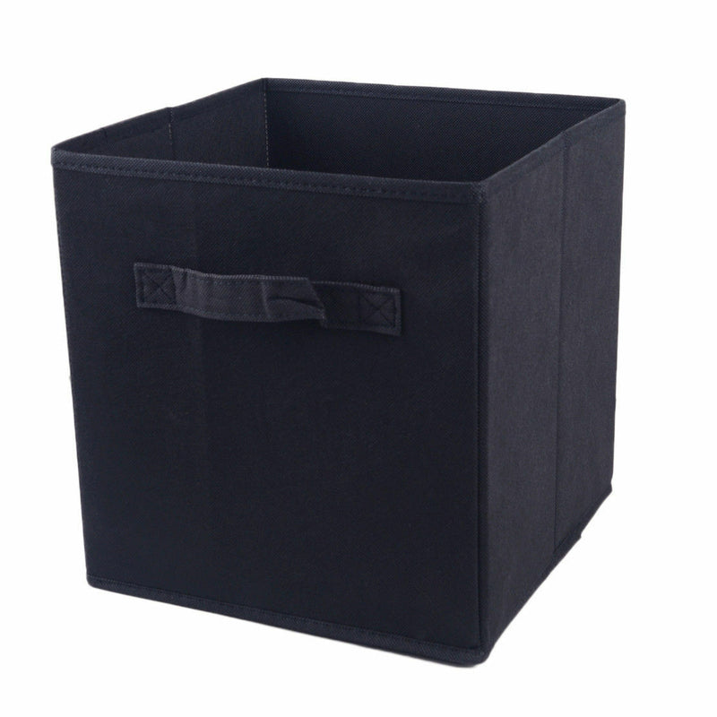 BLACK Square Foldable Fabric Storage Box Collapsible Home Clothes Organizer Cube