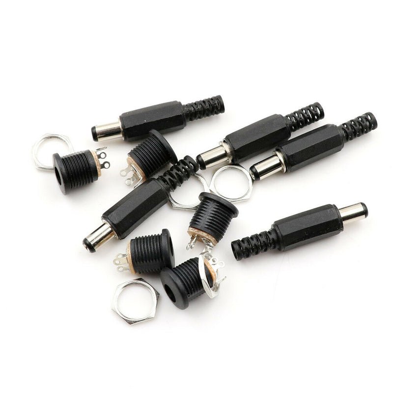 5 Pcs 5.5mm x 2.1mm Male DC Power Plug Connector Screw Lock Female Panel.Soc Px