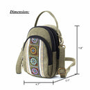 Embroidery Canvas Crossbody Bag Cell phone Pouch Coin Purse for Women Girls