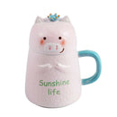 Three-Dimensional Relief Cute Cartoon Water Cup Pink Pig Ceramic Cup Large