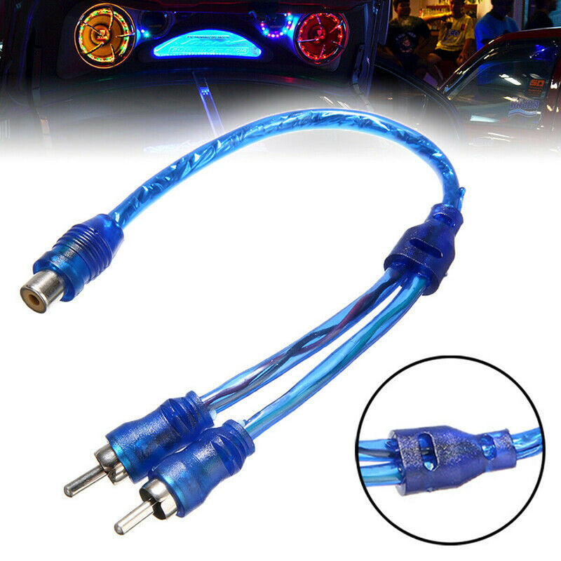 1 RCA Male To 2 Female Splitter Stereo Audio Y Adapter Cable Wire Plug Connector