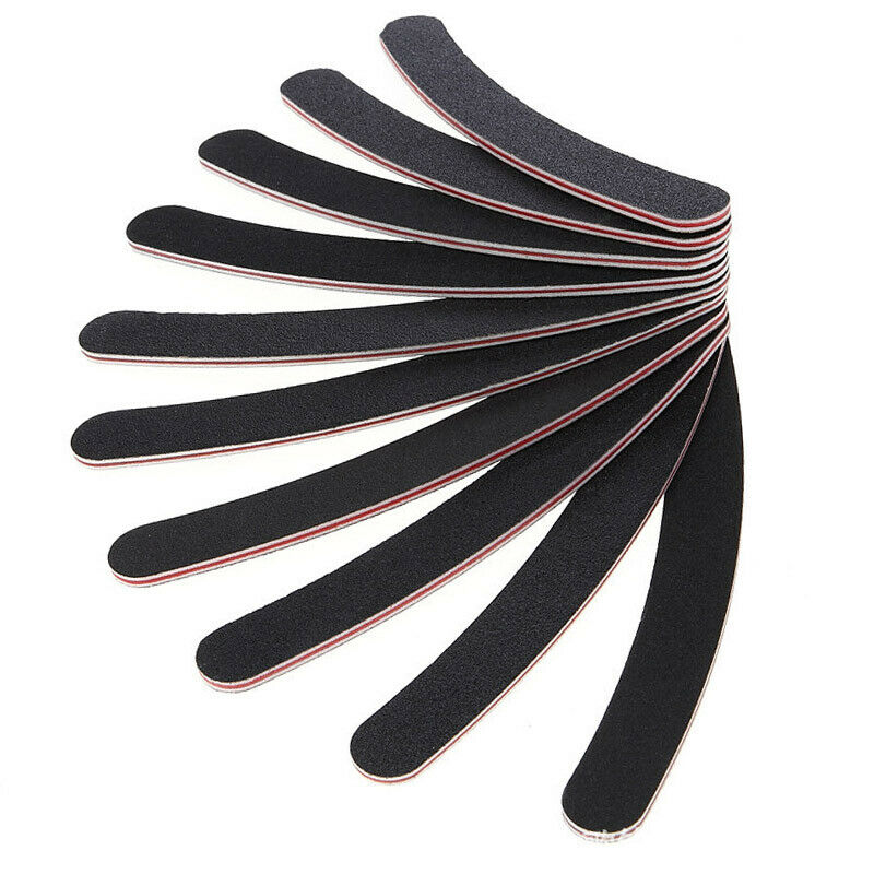 Nail files, curved, double-sided, black, 10 pieces G8E8