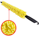 Truck Auto Yellow Sponge Car Wheel Brush Tire Rim Cleaner Black Plastic Handle