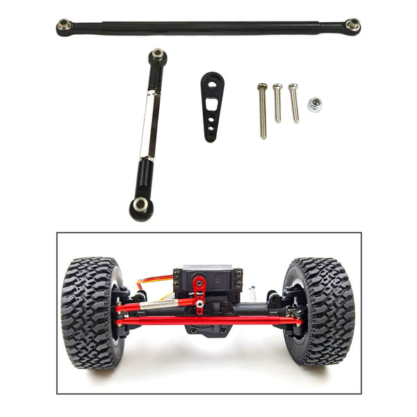 Metal Steering Servo Rod Linkage for 1/12 MN86K MN86KS RC Carwler Black