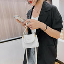 Women Mini Totes PU Solid Shoulder Money Bag Messenger Handbags (Beige)