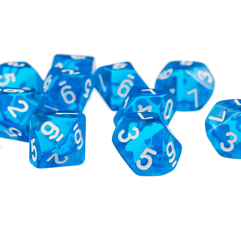 10pcs Blue D10 Dice + 10pcs Green D10 Dice for D&D RPG MTG Board Games Gift