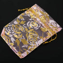 100Pc 7x9cm Rose Organza Drawstring Gift Jewelry Bags Pouches Wedding Xmas
