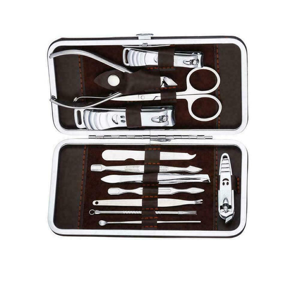 Manicure Pedicure Nail Care Set 12 Piece Cutter Cuticle Clippers Case 2019 I0W4