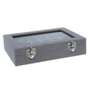 24 grid Display Box Jewelry Storage Glass Bracelet Watch pillow Buckle Grey B5A6