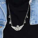 Fashion Stainless Steel Punk Retro Angel Wings Sweater Necklace Choker Jewe BX