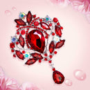 Rhinestone Alloy Brooch Crown Glass Women Corsage Badges Jewelry (Red) A