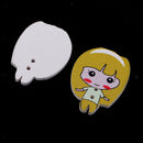 50Pcs Lovely Cartoon Girs Wooden Buttons for Kids Children Cardmaking