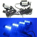 4x 3 LED Car Charge 12V Glow Interior Decorative 4in1 Atmosphere Light Lamp Blue