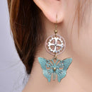 Women Steampunk Gear Earrings Butterfly Drop Ear Hook Punk Ethnic Jewelry