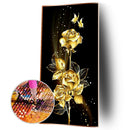 DIY Diamond Painting Golden Flower Full Round Rhinestone Picture Home Decor