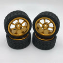4pcs Tires Wheel Rims Set fits WLTOYS 144001 1:14 A959 A969 RC Truck Golden