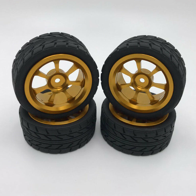 4pcs Tires Wheel Rims Set fits WLTOYS 144001 1:14 A959 A969 RC Truck Golden