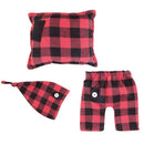 Newborn Costume Photo Prop Baby Hat Pants Knitted Black Red Lattice Outfits