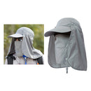 Outdoor Fishing Hat with Face Neck Flap Cover Baseball Sun Hat Gray