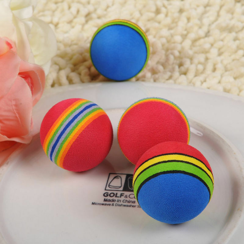 2x New Pet Cat Dog Puppy Rainbow Balls Play Training Funny Chew Fetch Throw Toys