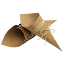 100Pcs/Set Retro Folding Kraft Paper Confetti Cone Bouquet With Ropes Weddi P9A9