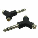 2x Audio Splitter 1 Stereo 6.35mm 1/4 inch Male Plug to 2 RCA Female Jack Y