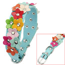Faux Leather Adjustable Metal Buckle Dog Puppy Round Flower Collar Pet Supply
