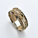 Retro Women Magnetic Leopard Multi-layer Leather Wristband Bracelet Bangle Gifts