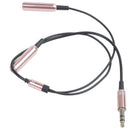 3.5 mm dual connector male - female jack adapter cable audio tone black gol S1G6