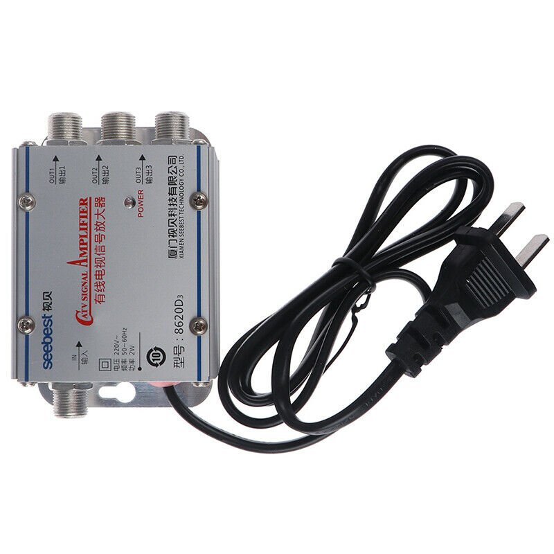 3 Way Signal Amplifier 45~860MHz CATV VCR 20DB TV Antenna Booster Splitter .ES