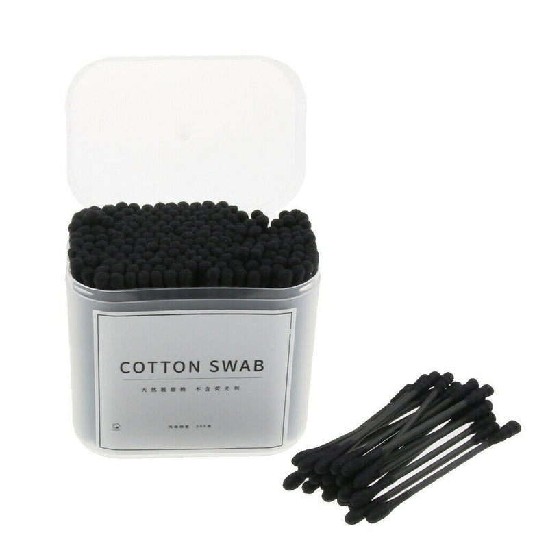 Wooden Charcoal Cotton Swabs - 200 Pack - Double Sided Tips Sticks for Makeup,